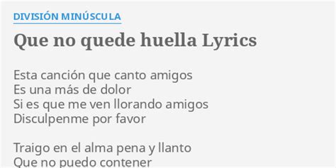 que no quede huella|que no quede huella letra.